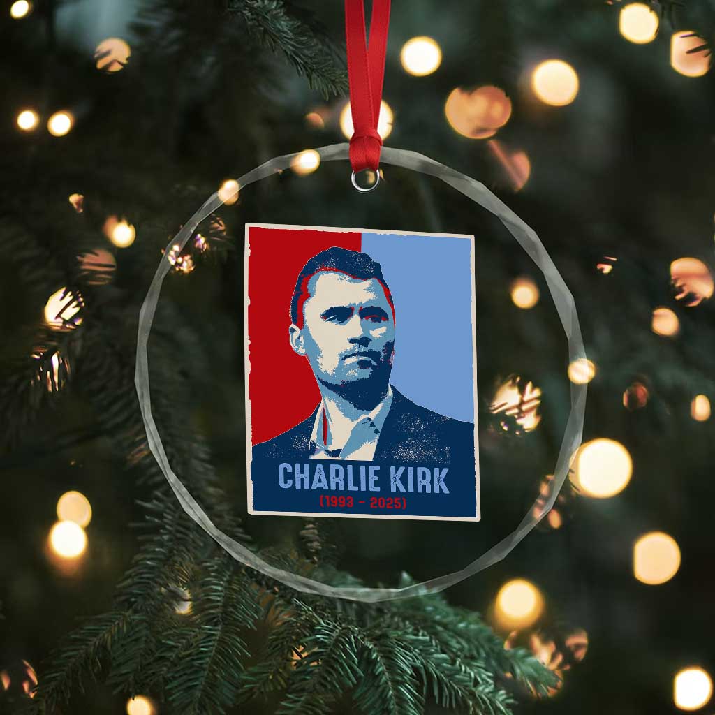 Charlie Kirk Tribute Crystal Glass Ornament Freedom Hope Memorial 1993 2025 TS02