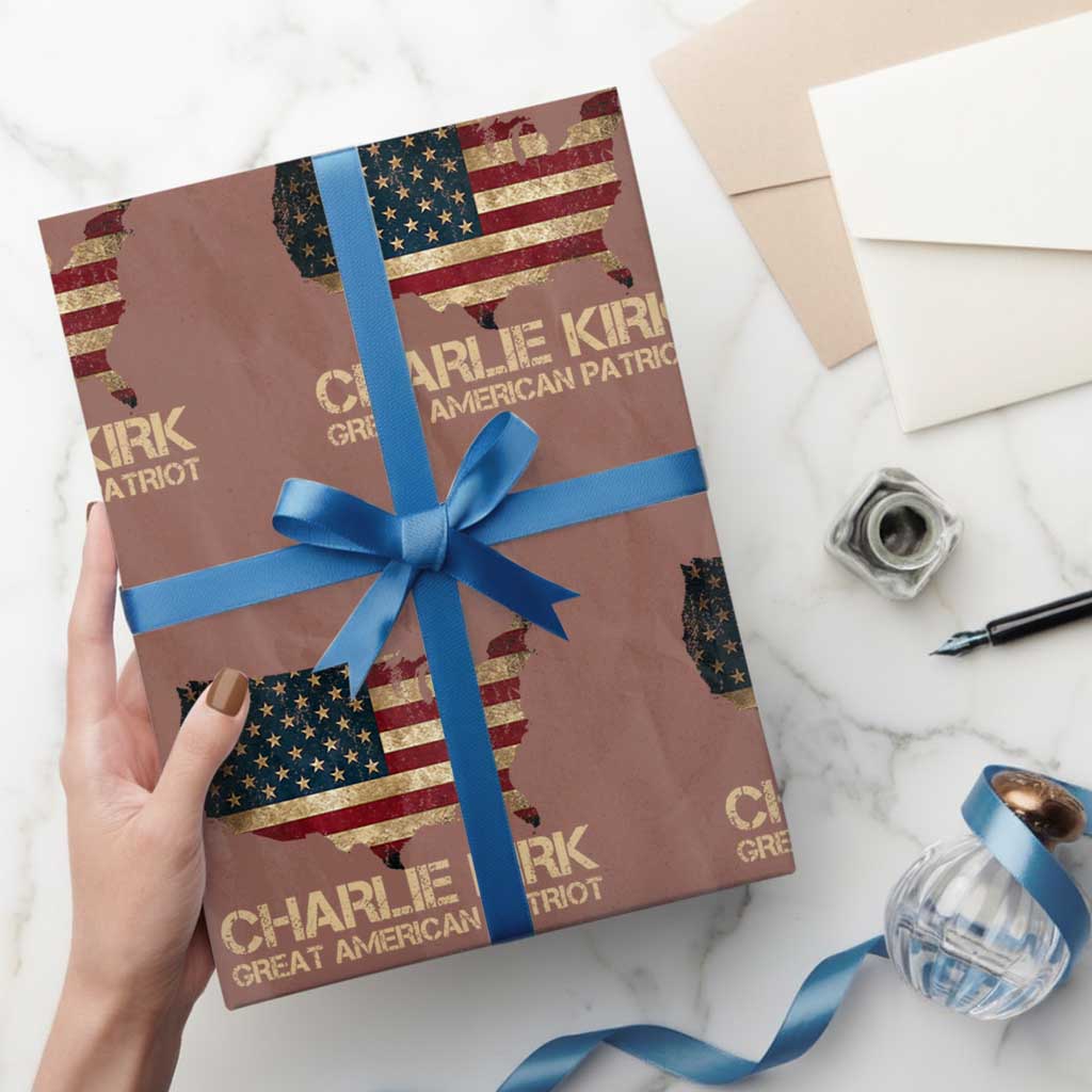 Charlie Kirk Wrapping Paper Roll Great American Patriot USA Flag - Wonder Print Shop