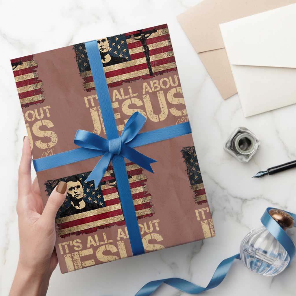 Charlie Kirk Wrapping Paper Roll Its All About Jesus  USA Flag Patriotic Christian - Wonder Print Shop