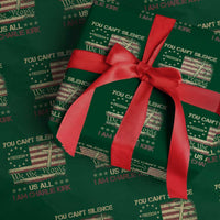 Charlie Kirk Wrapping Paper Roll You Cant Silence Us All Retro American Flag Cross - Wonder Print Shop