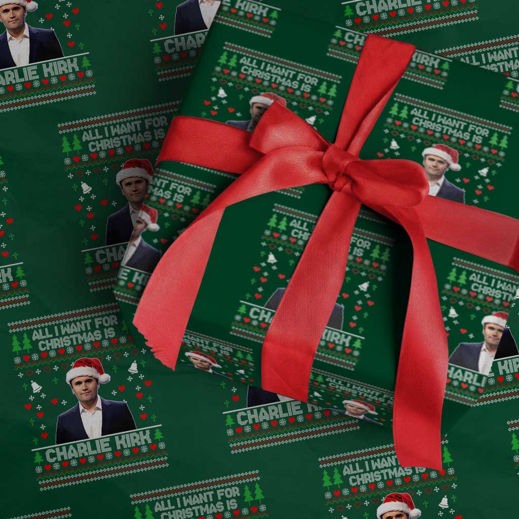 Charlie Kirk Xmas Wrapping Paper Roll Freedom Memorial Patriotic Christian Xmas - Wonder Print Shop