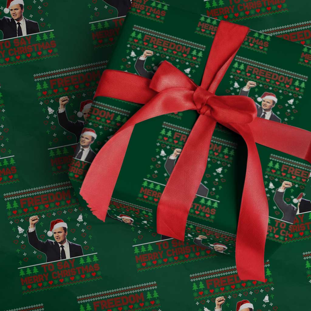 Charlie Kirk Xmas Wrapping Paper Roll Freedom To Say Merry Xmas - Wonder Print Shop