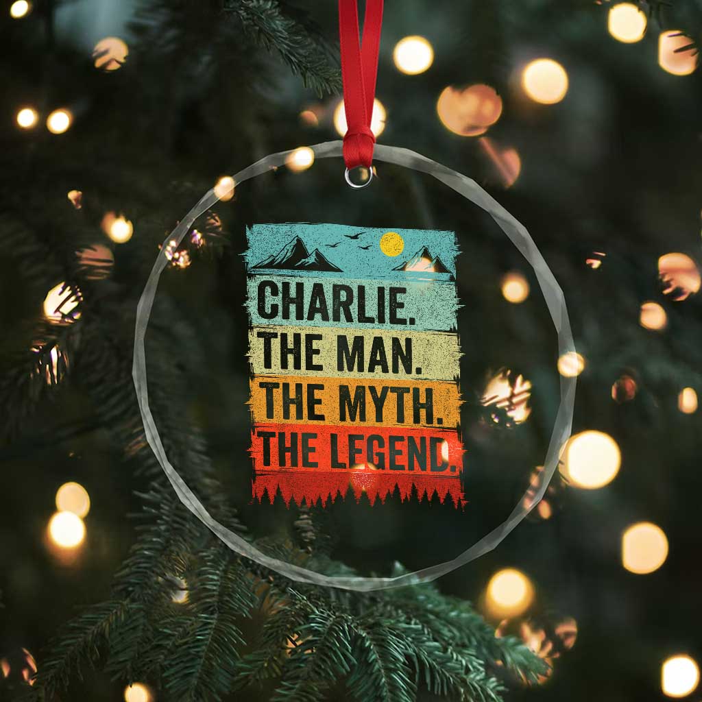 Charlie The Man The Myth The Legend Crystal Glass Ornament Retro Vintage TS10