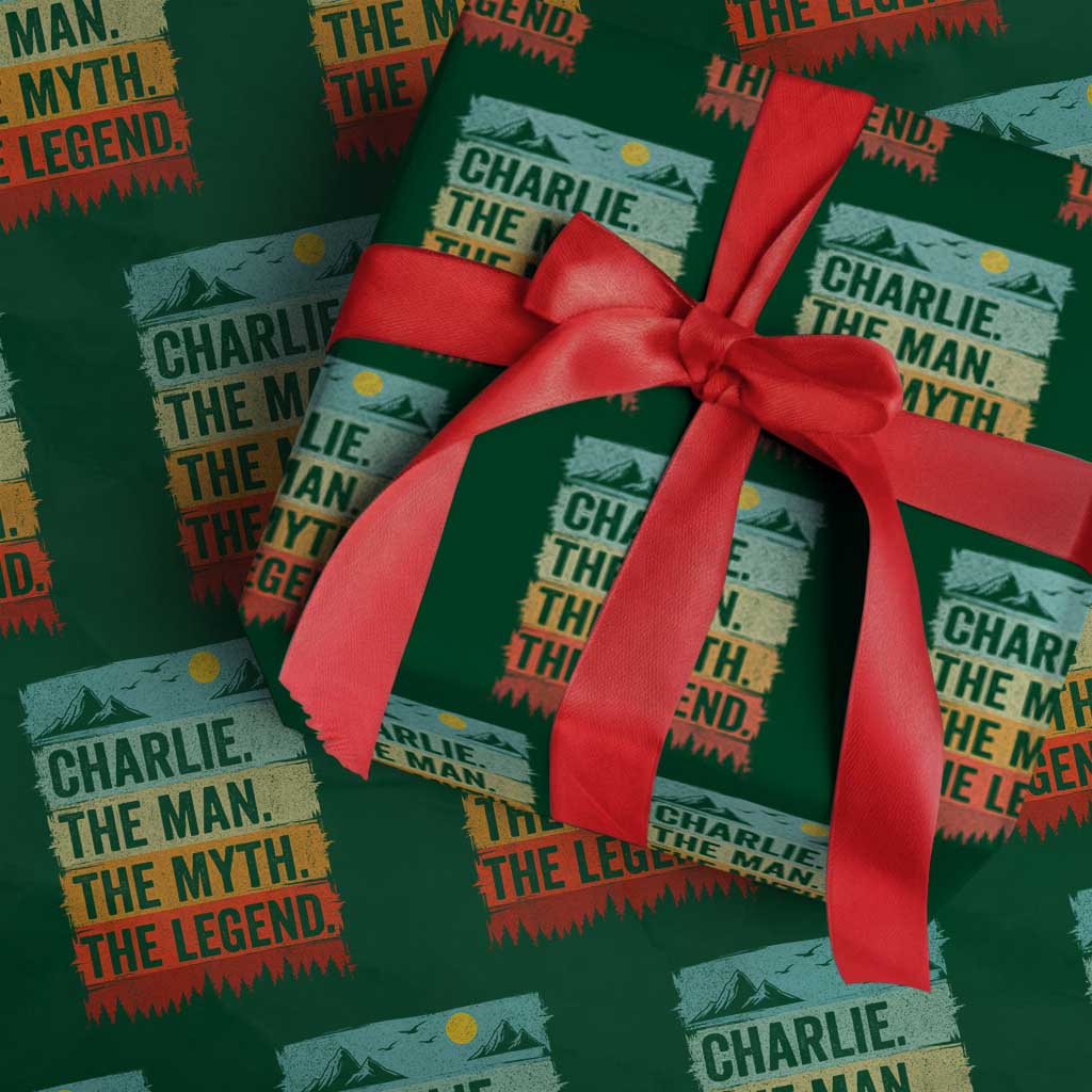 Charlie The Man The Myth The Legend Wrapping Paper Roll Retro Vintage - Wonder Print Shop
