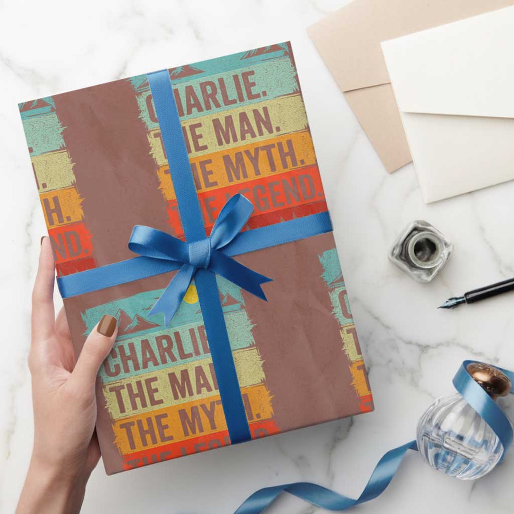 Charlie The Man The Myth The Legend Wrapping Paper Roll Retro Vintage - Wonder Print Shop