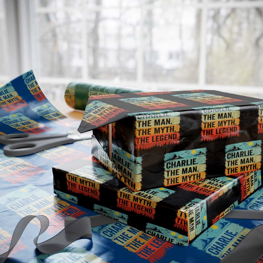 Charlie The Man The Myth The Legend Wrapping Paper Roll Retro Vintage - Wonder Print Shop