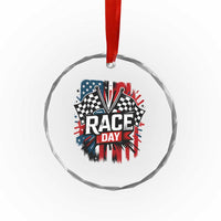Checkered Flag Racing Crystal Glass Ornament Race Day Team Lover TS14