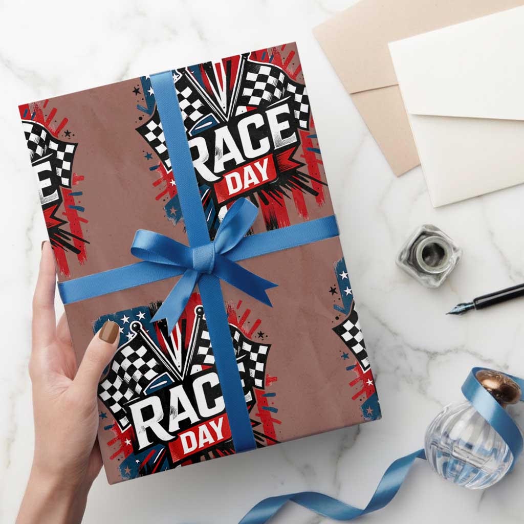 Checkered Flag Racing Wrapping Paper Roll Race Day Team Lover - Wonder Print Shop