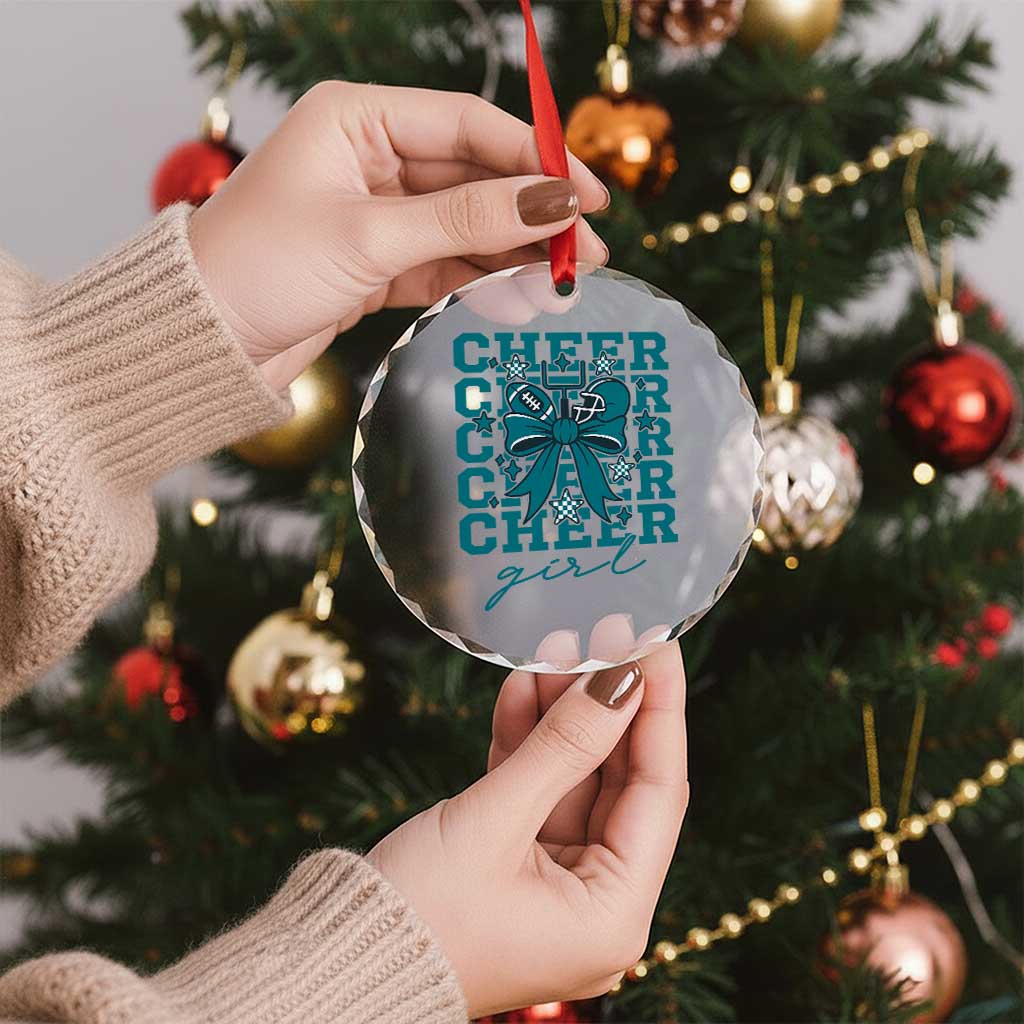 Cheer Girl Football Team Spirit Crystal Glass Ornament Cheerleading Gift - Wonder Print Shop
