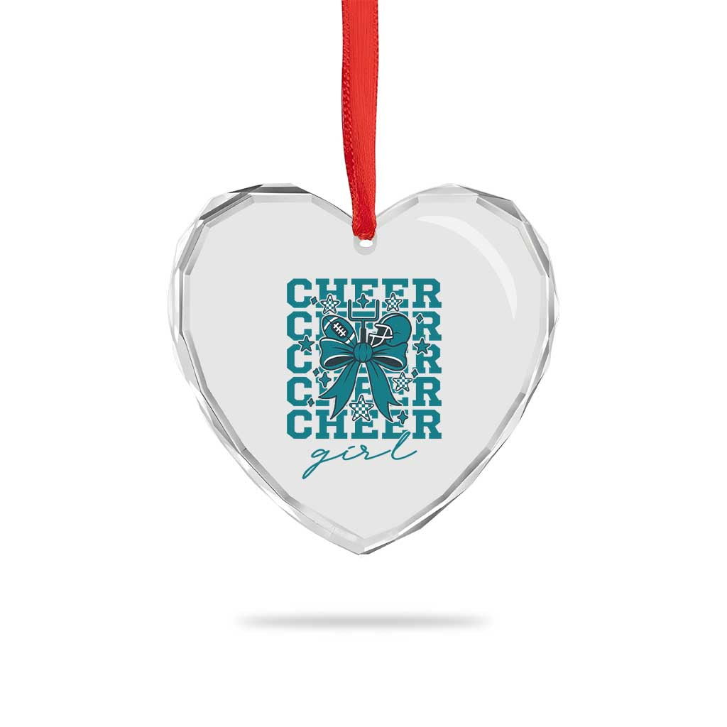 Cheer Girl Football Team Spirit Heart Crystal Glass Ornament Cheerleading Gift - Wonder Print Shop