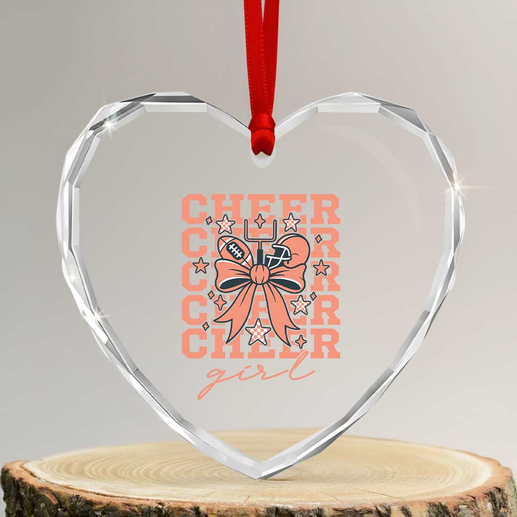 Cheer Girl Football Team Spirit Heart Crystal Glass Ornament Gift For Cheerleader - Wonder Print Shop