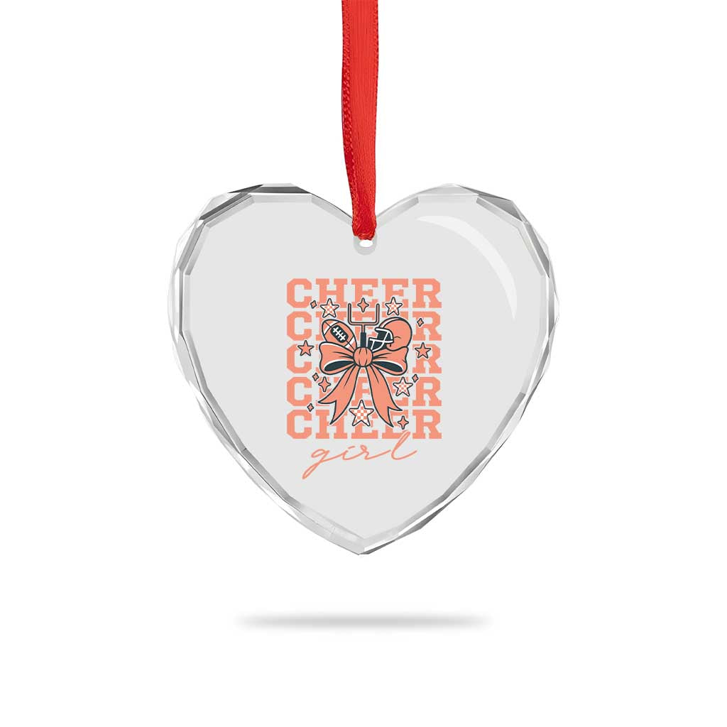 Cheer Girl Football Team Spirit Heart Crystal Glass Ornament Gift For Cheerleader - Wonder Print Shop