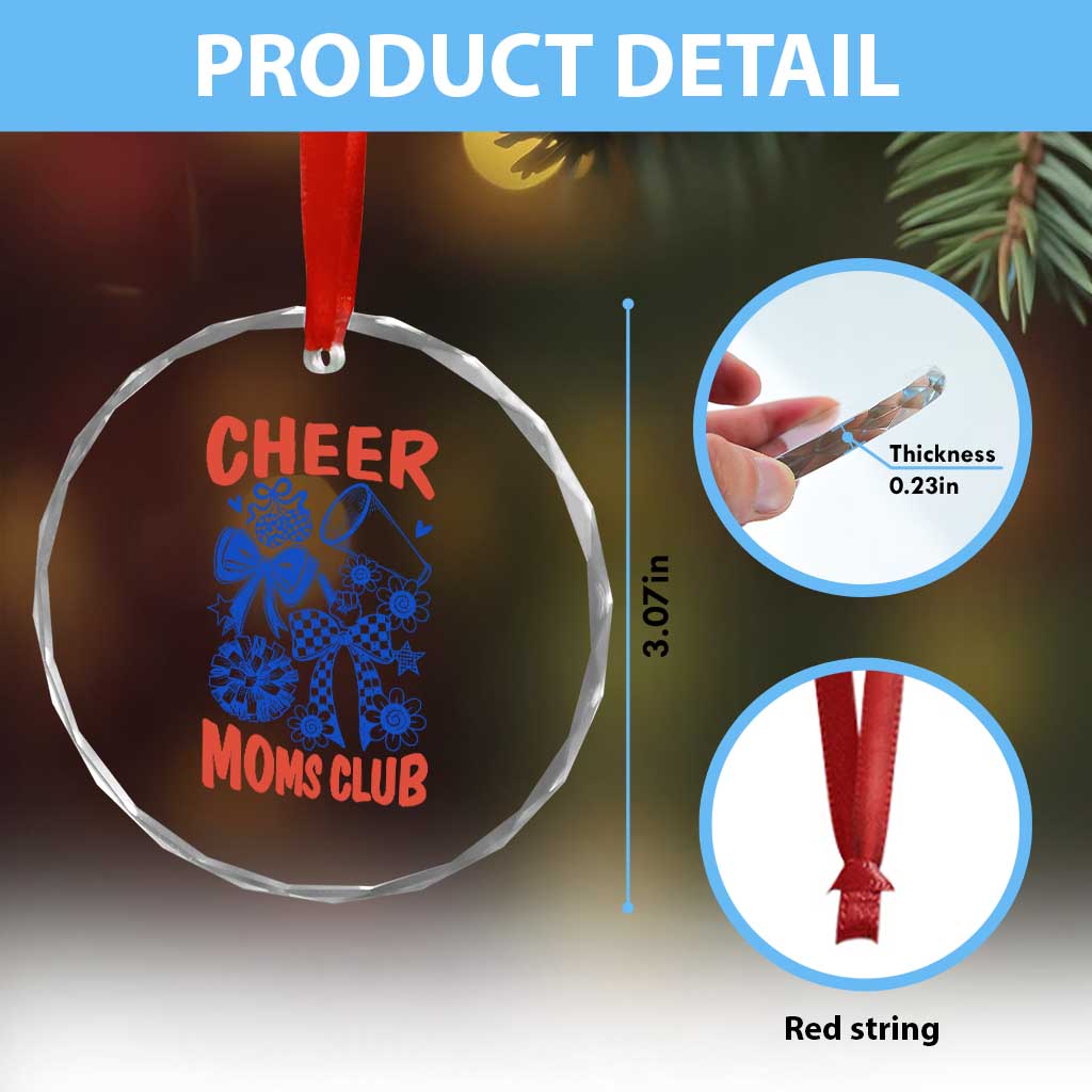 Cheer Moms Club Crystal Glass Ornament Funny Cheerleading Mom Mother’s Day Gift