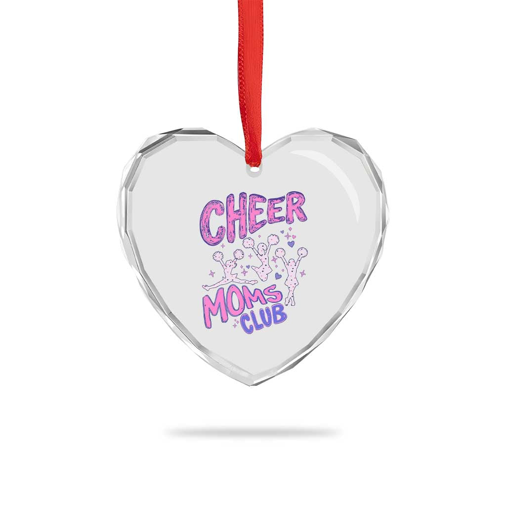 Cheer Moms Club Heart Crystal Glass Ornament Cheerleader Mom Mother’s Day Gift