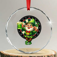 Cheerful Gnome Playing Darts Crystal Glass Ornament St Patricks Day Gift