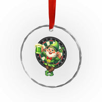 Cheerful Gnome Playing Darts Crystal Glass Ornament St Patricks Day Gift