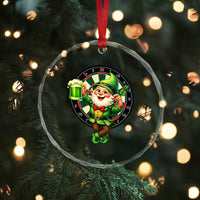 Cheerful Gnome Playing Darts Crystal Glass Ornament St Patricks Day Gift