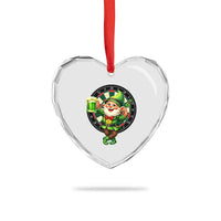 Cheerful Gnome Playing Darts Heart Crystal Glass Ornament St Patricks Day Gift