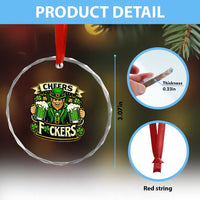 Cheers Fckers Crystal Glass Ornament Funny Leprechaun St Patricks Day Party