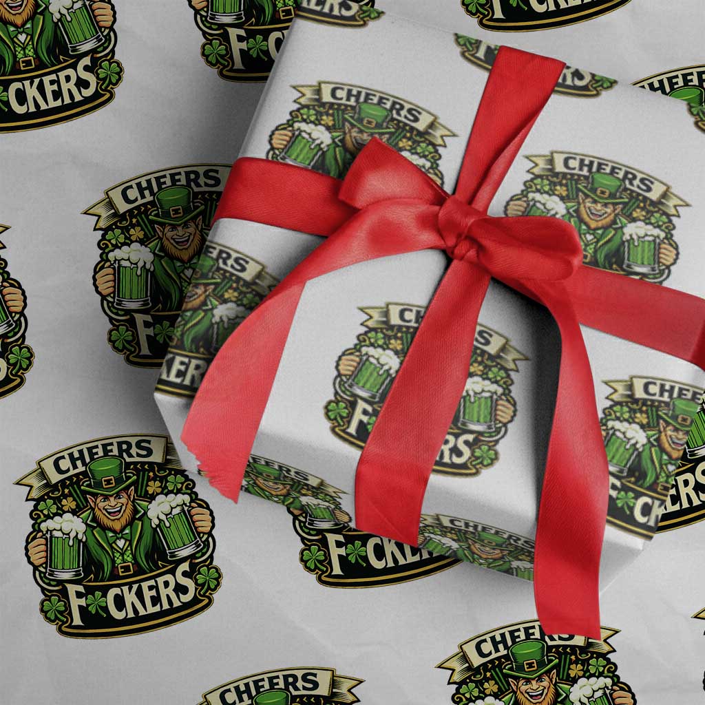 Cheers Fckers Wrapping Paper Roll Funny Leprechaun St Patricks Day Party