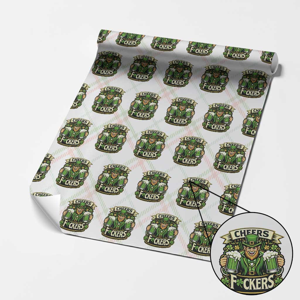 Cheers Fckers Wrapping Paper Roll Funny Leprechaun St Patricks Day Party