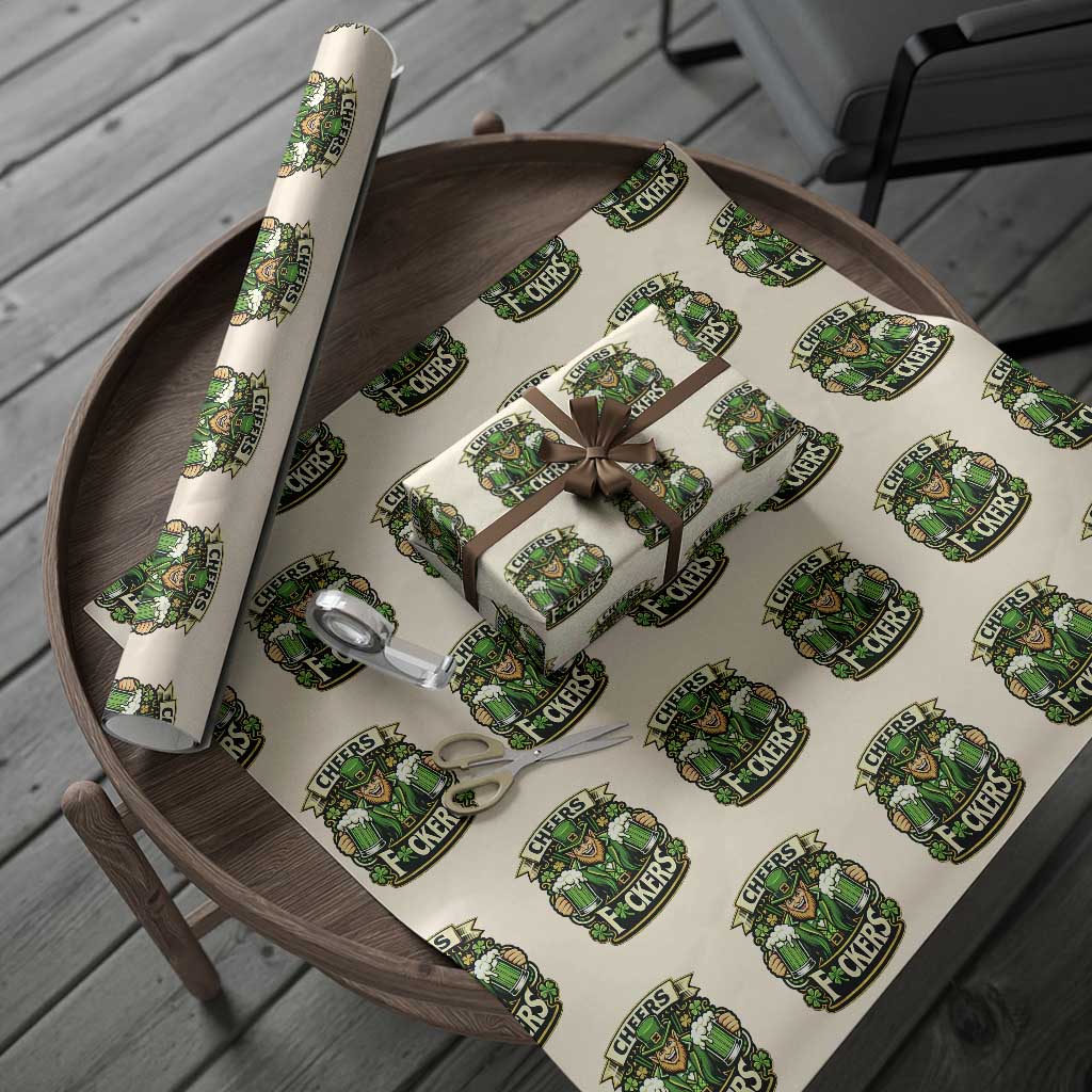 Cheers Fckers Wrapping Paper Roll Funny Leprechaun St Patricks Day Party