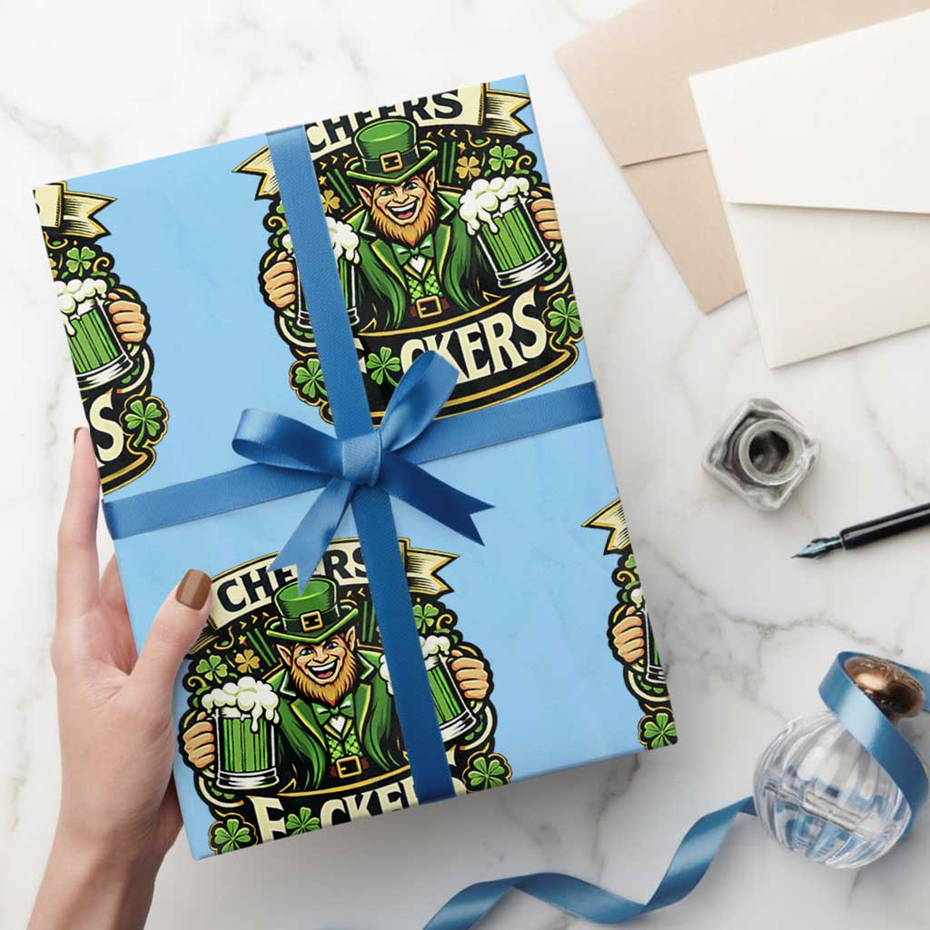 Cheers Fckers Wrapping Paper Roll Funny Leprechaun St Patricks Day Party