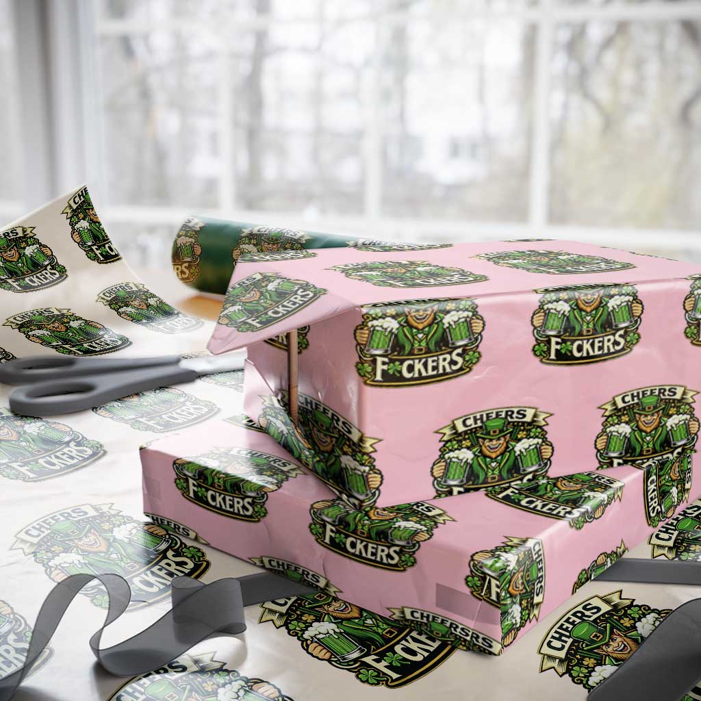 Cheers Fckers Wrapping Paper Roll Funny Leprechaun St Patricks Day Party