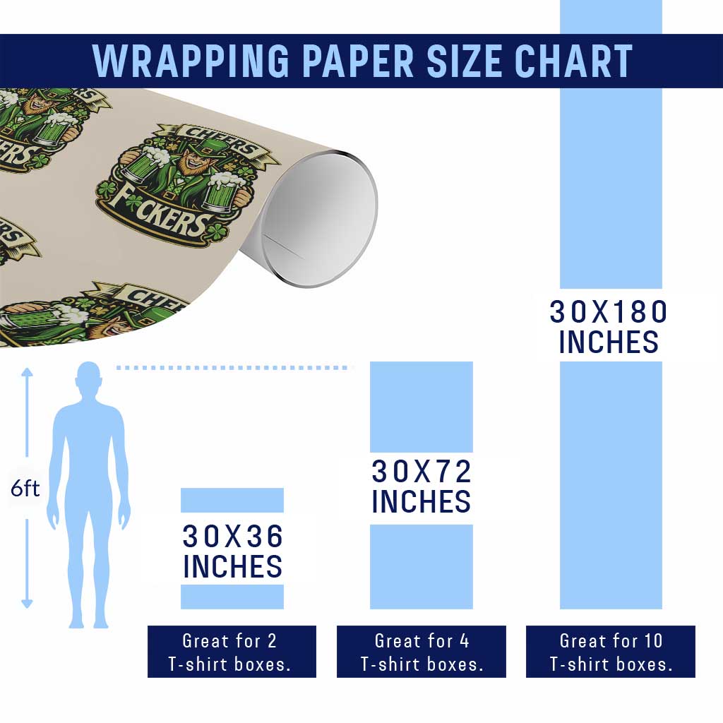 Cheers Fckers Wrapping Paper Roll Funny Leprechaun St Patricks Day Party