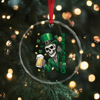 Cheers Fuckers St Patricks Day Crystal Glass Ornament Funny Skeleton Drinking Beer