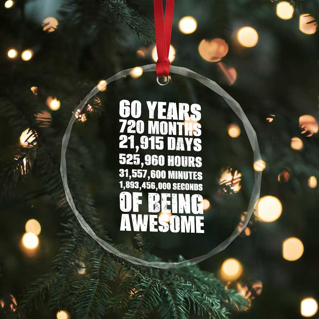 Cheers To 60 Years Birthday Crystal Glass Ornament Sixty Years Of Awesome