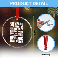 Cheers To 60 Years Birthday Crystal Glass Ornament Sixty Years Of Awesome