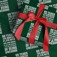 Cheers To 60 Years Birthday Wrapping Paper Roll Sixty Years Of Awesome