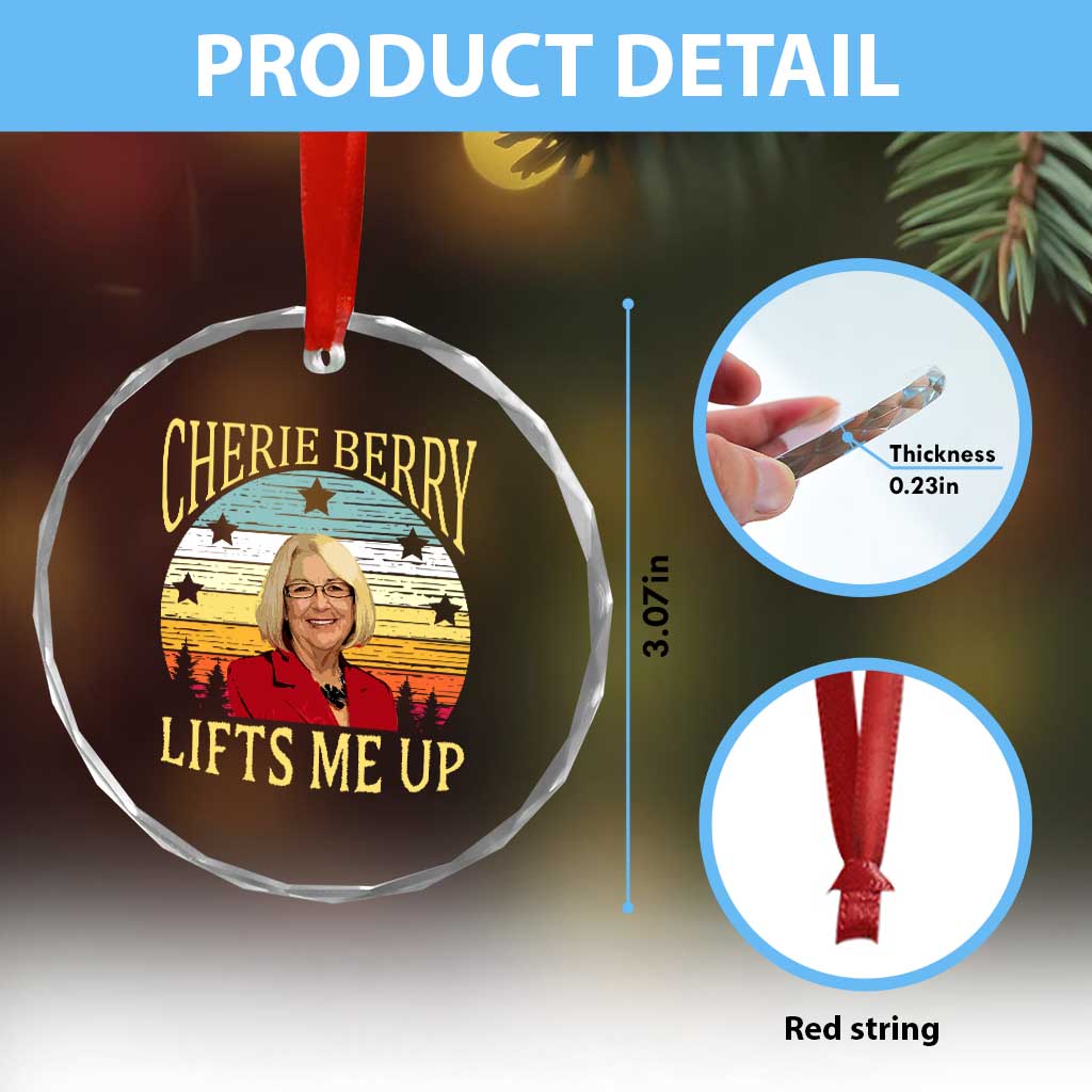 Cherie Berry Lifts Me Up Crystal Glass Ornament Retro Vinatge Elevator Tribute Funny NC Meme - Wonder Print Shop