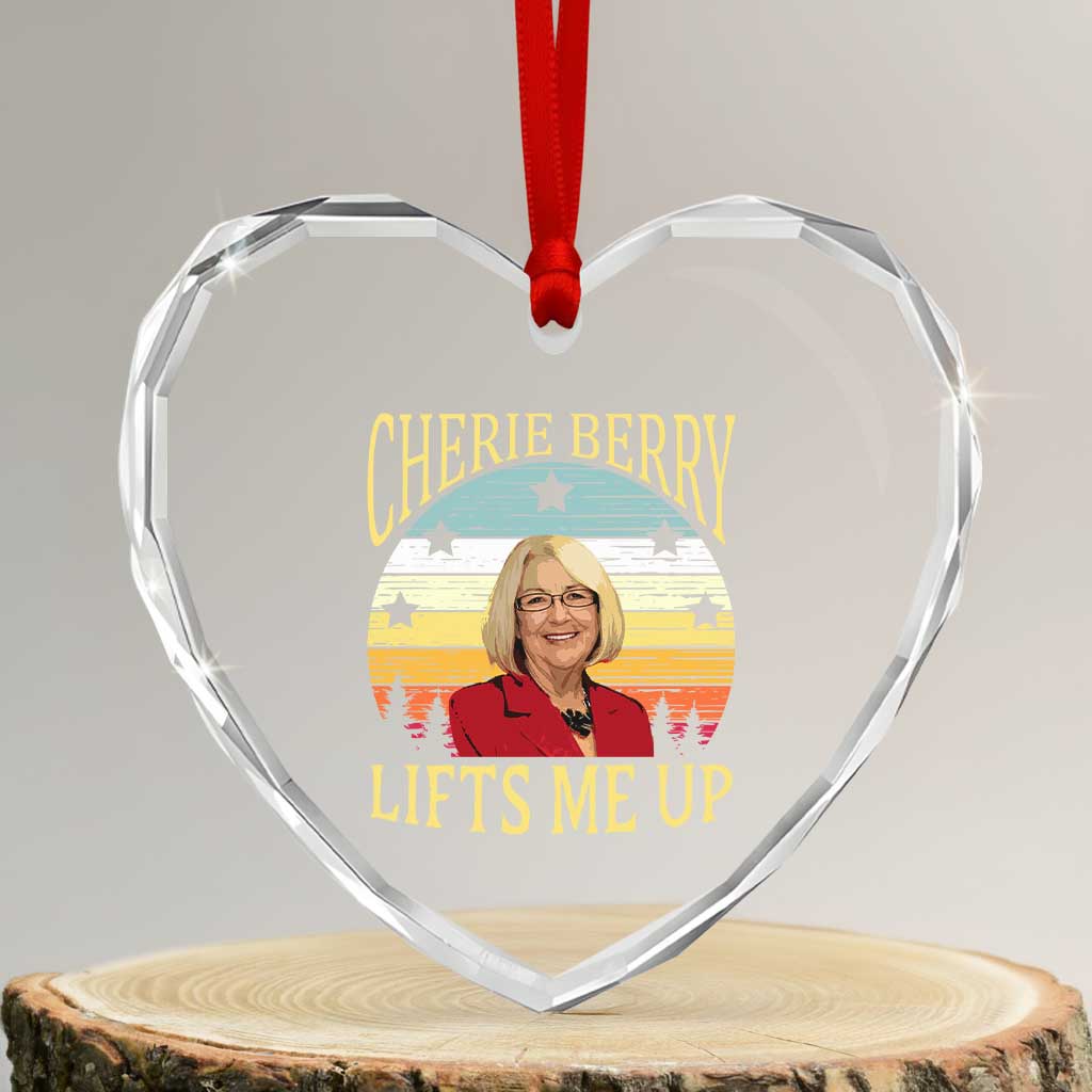 Cherie Berry Lifts Me Up Heart Crystal Glass Ornament Retro Vinatge Elevator Tribute Funny NC Meme - Wonder Print Shop