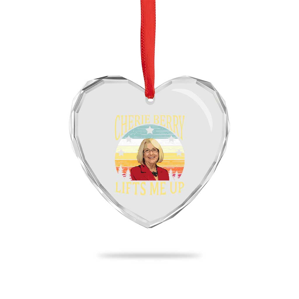 Cherie Berry Lifts Me Up Heart Crystal Glass Ornament Retro Vinatge Elevator Tribute Funny NC Meme - Wonder Print Shop