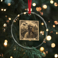 Cherokee Pride Strength Crystal Glass Ornament Native American Vintage Postage Stamp Graphic