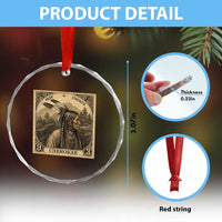 Cherokee Pride Strength Crystal Glass Ornament Native American Vintage Postage Stamp Graphic