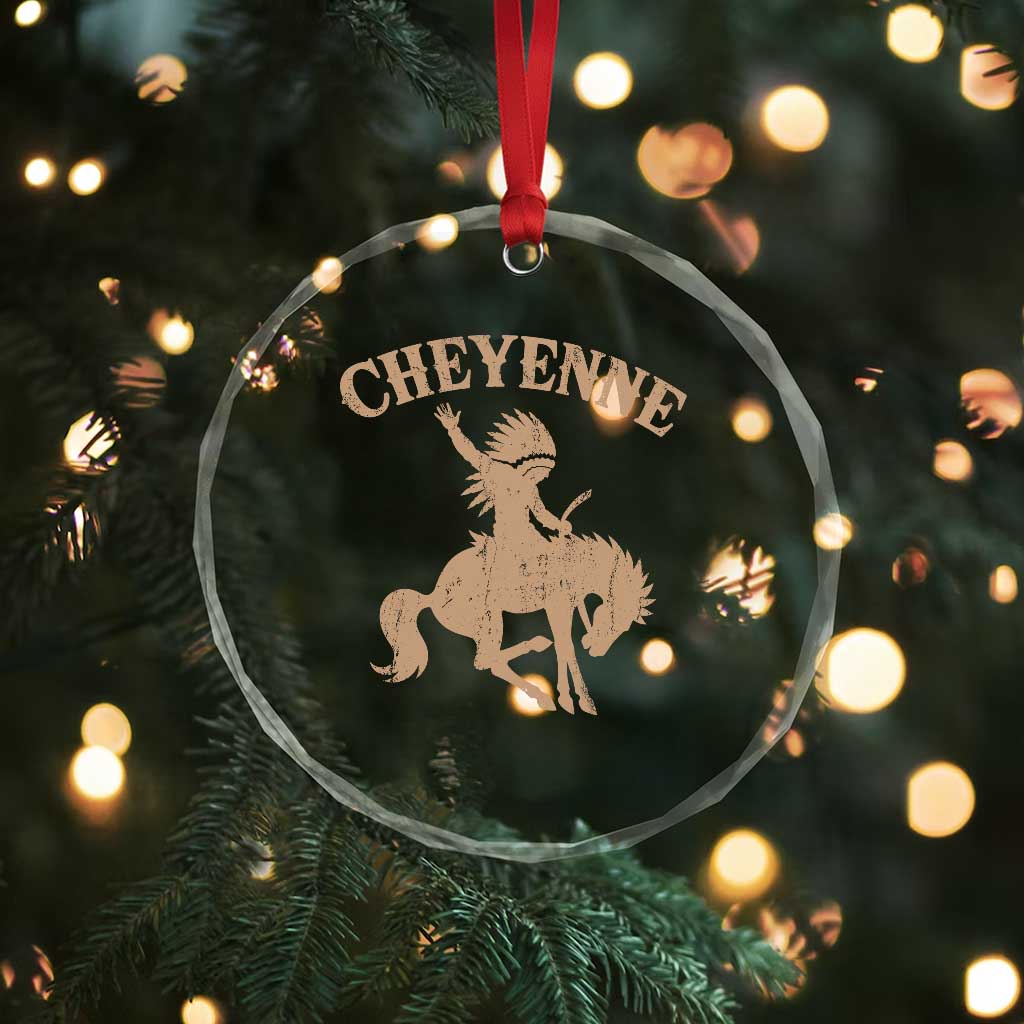 Cheyenne State Native American Cowboy Rodeo Crystal Glass Ornament