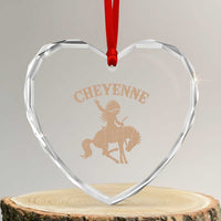 Cheyenne State Native American Cowboy Rodeo Heart Crystal Glass Ornament