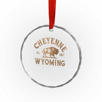 Cheyenne Wyoming Est 1867 WY Bison Cowboy State Pride Crystal Glass Ornament