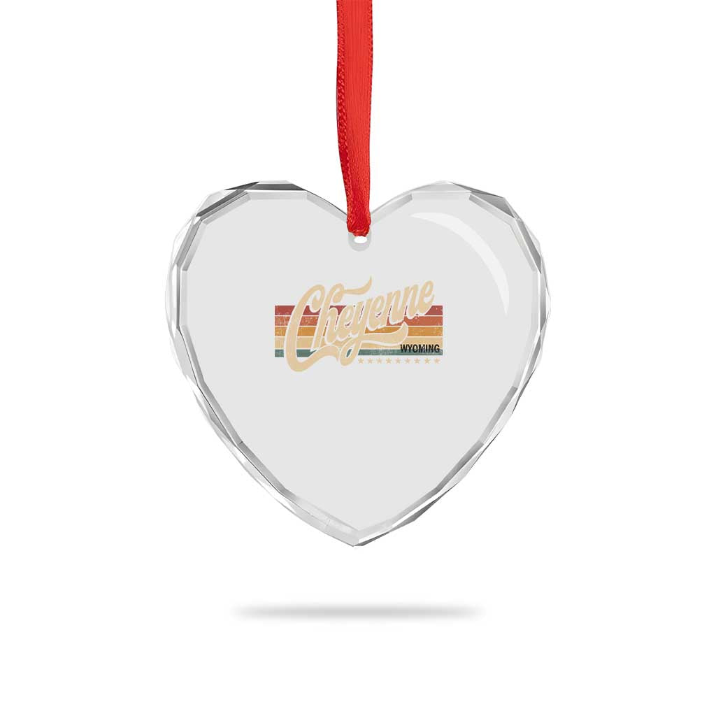 Cheyenne Wyoming Pride Retro Vintage WY State Heart Crystal Glass Ornament