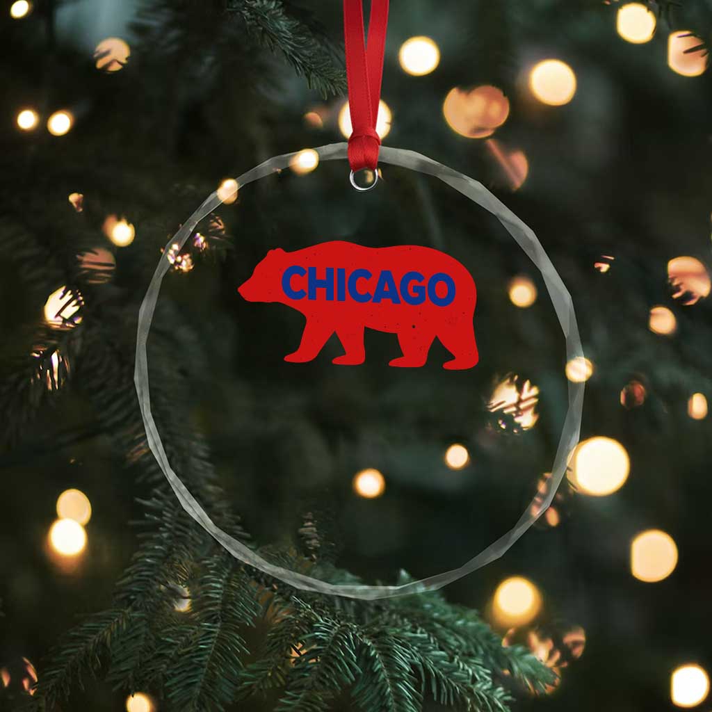 Chicago Baseball Crystal Glass Ornament Vintage Distressed Illinois City Pride Baseball Lover