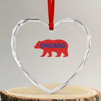 Chicago Baseball Heart Crystal Glass Ornament Vintage Distressed Illinois City Pride Baseball Lover