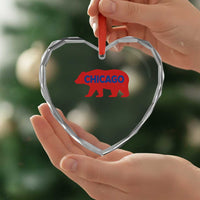 Chicago Baseball Heart Crystal Glass Ornament Vintage Distressed Illinois City Pride Baseball Lover