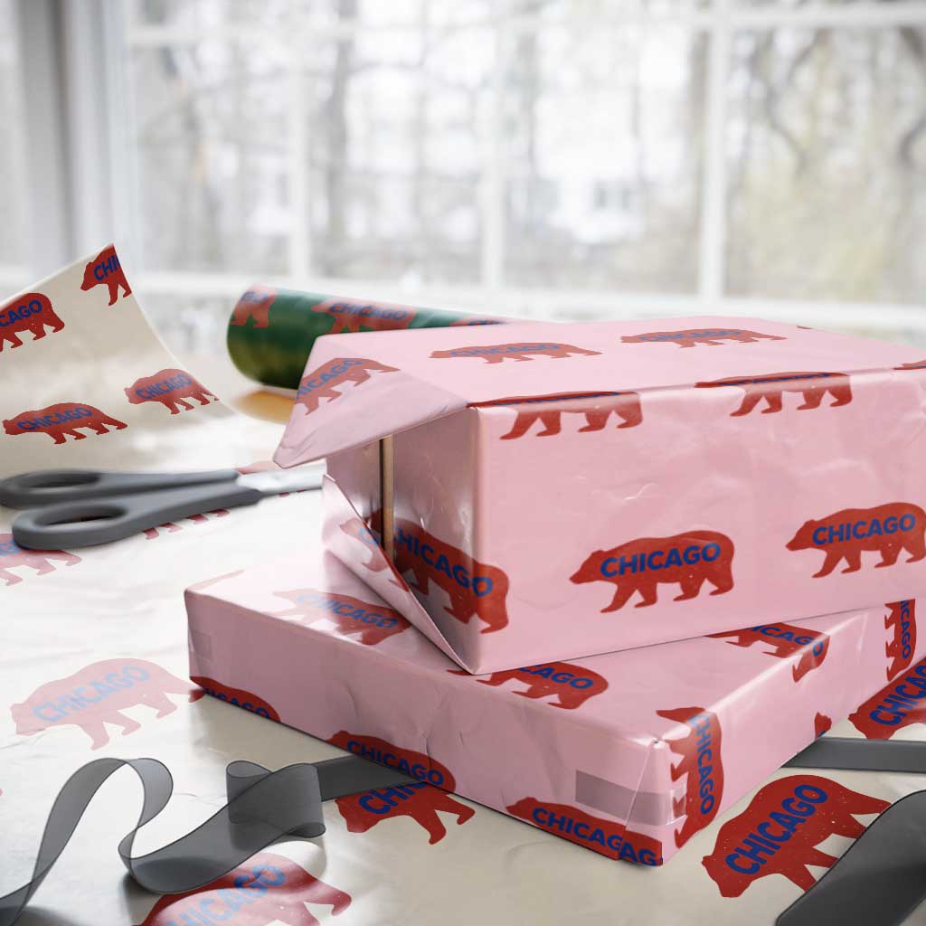 Chicago Baseball Wrapping Paper Roll Vintage Distressed Illinois City Pride Baseball Lover