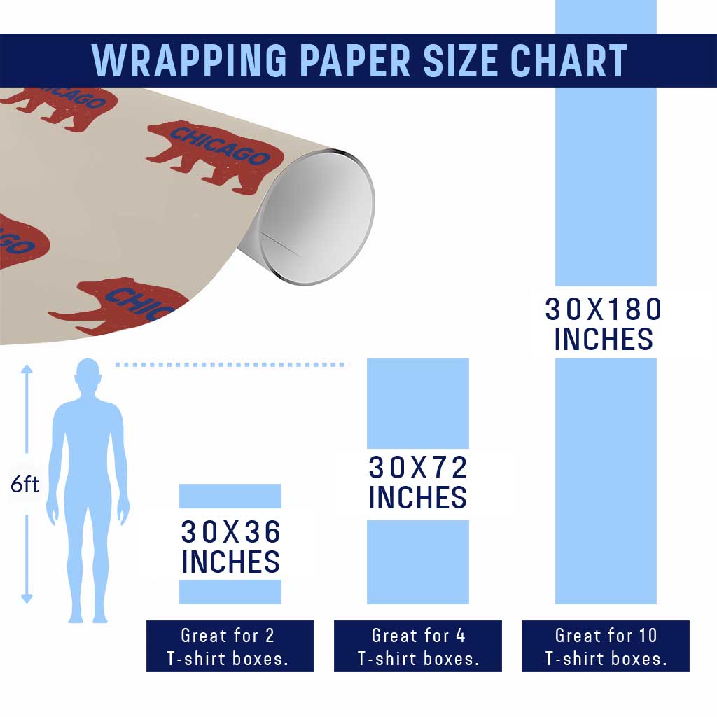 Chicago Baseball Wrapping Paper Roll Vintage Distressed Illinois City Pride Baseball Lover