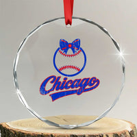 Chicago Coquette Bow Crystal Glass Ornament Cute Girls Kids Women Baseball Fans