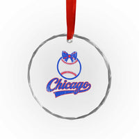 Chicago Coquette Bow Crystal Glass Ornament Cute Girls Kids Women Baseball Fans