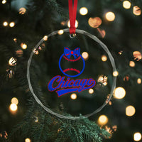 Chicago Coquette Bow Crystal Glass Ornament Cute Girls Kids Women Baseball Fans
